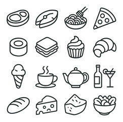 Culinary icon collection, food and cooking symbols. kitchen and cuisine design set
