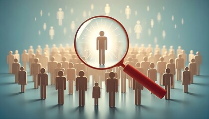 Spotlight on Talent: Finding the Right Fit in a Sea of Diversity, Ideal for: Recruitment campaign visuals, talent acquisition presentations, HR tech platform banners