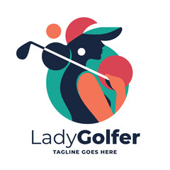 Modern Lady Golfer Logo Design