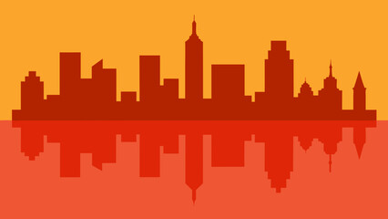 Fototapeta premium Minimalist Vector of the Silhouette of a City Skyline Urban Design