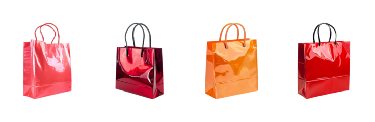 Colorful shopping bags isolated on a for retail therapy transparent background  
