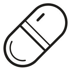 Minimalist Line Icon of Medicine Capsule with Sparkle Details