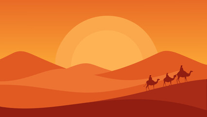 Parallax Landscape of Desert Sand Dunes at Sunset Arid Nature Beauty