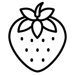 Strawberry Outline Icon – Minimal Vector Fruit Illustration