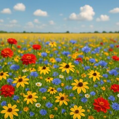 Obraz premium Colorful wildflower meadow for spring campaigns and wall art prints 