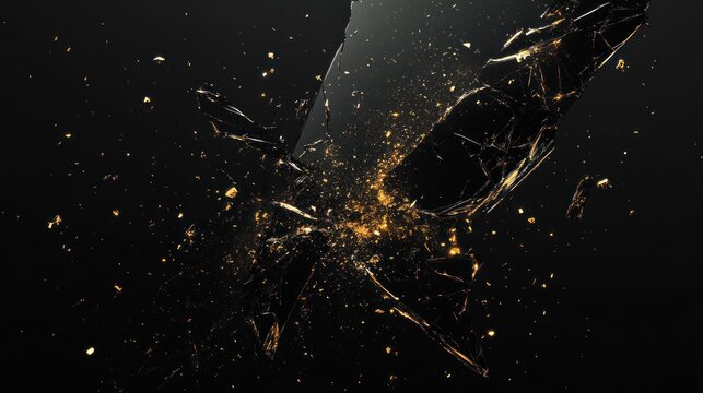 Shattered glass fragments on a dark background - Powered by Adobe