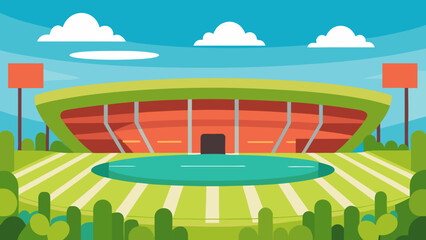 Massive Abandoned Stadium Vector Illustration Urban Decay Sports Venue Art
