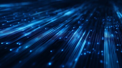 Abstract Blue Fiber Optics, Digital Data Stream