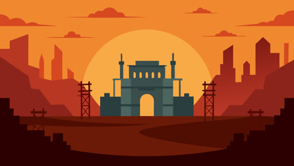 A Vector Illustration Of A Vast And Abandoned Old Western Town Movie Set