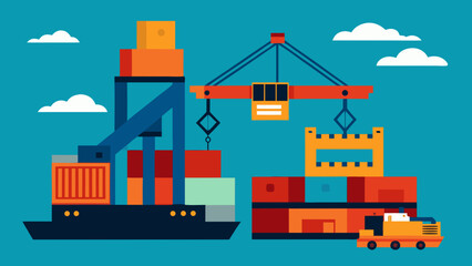 Obraz premium A Vector Illustration Of A Vast And Automated Port With Cranes And Cargo Ships