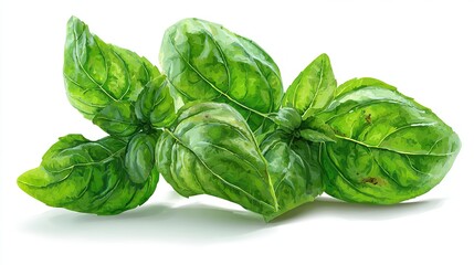 Fresh basil leaves cluster, showing vibrant greens and intricate leaf textures