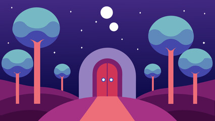A Whimsical Scene Of A Forest Where The Trees Have Doors Leading To Other Worlds
