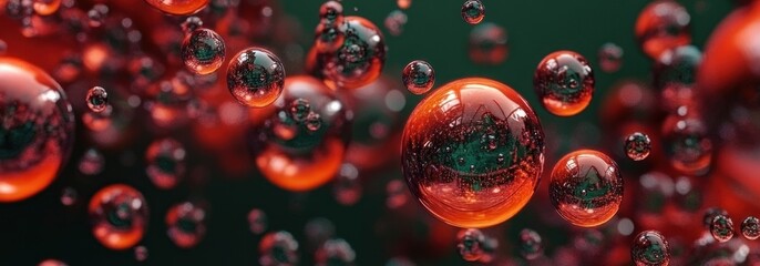 Abstract image of red spheres in motion
