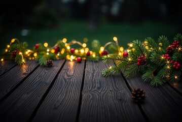 holiday dark wood outdoor background