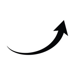 Black curved arrow pointing upward isolated on a white background for business concepts