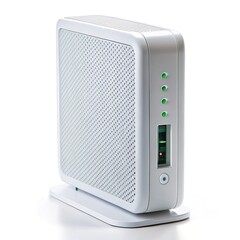 Fototapeta premium Studio shot of a modern white wireless internet router for home use
