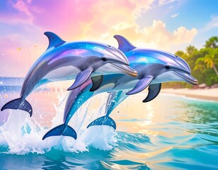 Fototapeta premium Rainbow Dolphin 01