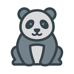 Fototapeta premium Minimalist Vector Icon of a Panda – Flat Design, Cartoon Style, No Background