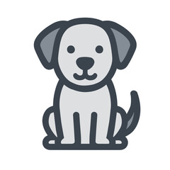 Minimalist Vector Icon of a Dog – Flat Cartoon Style, Transparent Background