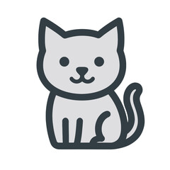 Minimalist Vector Icon of a Cat – Flat Cartoon Style, Transparent Background