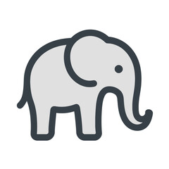 Minimalist Vector Icon of an Elephant – Flat Cartoon Style, Transparent Background