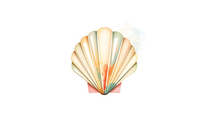 Vector seashell clip art. Modern watercolour wall art. Generative AI