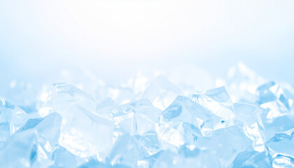 透明感のある氷の背景 – 青い光に照らされた冬のラグジュアリーテクスチャ Smooth Clear Ice Background with Soft Blue Lighting – Luxury Winter Texture