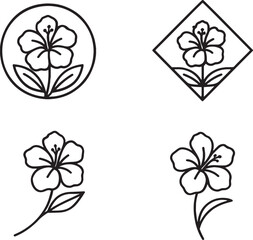Set of hibiscus flower logo icons
