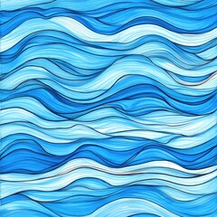 Watercolor Wave Texture Vector, Blue White Gradient Curve Pattern for Ocean Themes, Decorative Backgrounds, Fashion Design