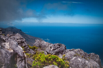 Coastal View from the Top of Table Mountain Over the Atlantic Ocean