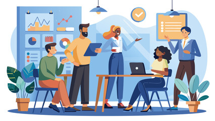 Group of colleagues in a business meeting illustration