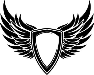 Obraz premium Shield with Wings Emblem Vector Illustration