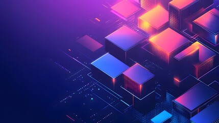 Abstract Neon Colorful Geometric Shapes with Modern Digital Design