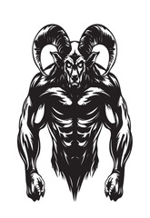 Stylized image of minotaur vector black and white