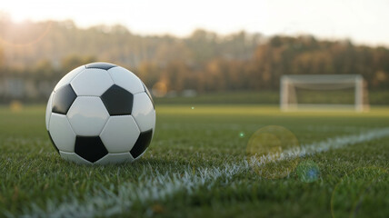 Soccer ball on green field