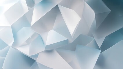 Obraz premium Abstract 3D polygonal crystal surface with soft blue and silver tones in a modern geometric background design