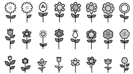 フラワーシルエットアイコン集｜Flower Silhouette Icon Collection