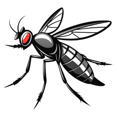 Mosquito Side View Line Art