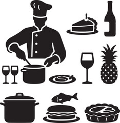 food and drink icons vector silhouette 