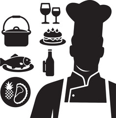 food and drink icons vector silhouette 