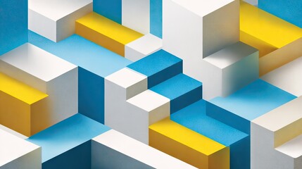 Abstract geometric design with layered cubes in vibrant colors.