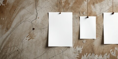 Pinned papers on textured backdrop, design inspiration