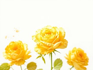 Watercolor Yellow Rose Illustration, White Background Design
