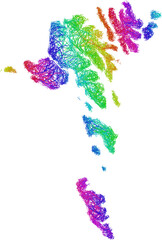 Rainbow sketch outline map of Faroe Islands 