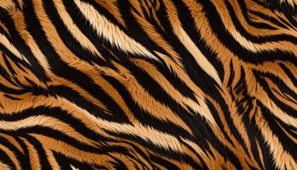 リアルな虎の毛皮模様の高精細テクスチャ &ndash; 力強さと野生美を感じる背景素材
High-Resolution Texture of Realistic Tiger Fur Pattern &ndash; Bold and Wild Natural Background
