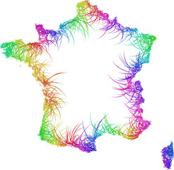 Rainbow sketch outline map of France 