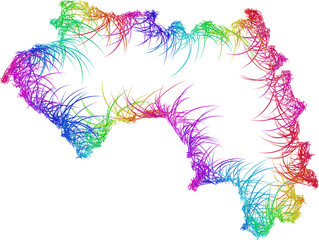 Rainbow sketch outline map of Guinea 