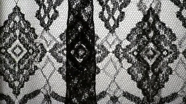 Intricate Black Lace Pattern Detail Delicate Textile Design Texture.
