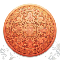 Fototapeta premium Intricate Floral Mandala Illustration in Warm Orange and Brown Tones