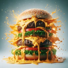 Juicy Burger with Cheese Splash
